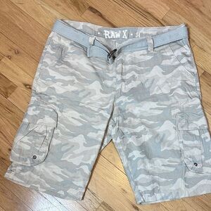 Raw X Gray Camo Men's Cargo Shorts Size 34